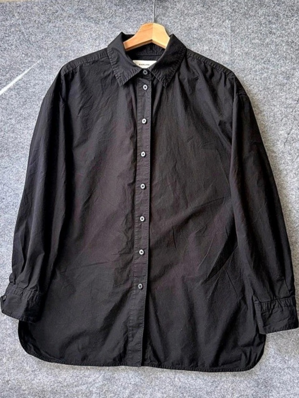 Everlane The Oversized Poplin Shirt Organic Cotton Button Down Black Medium